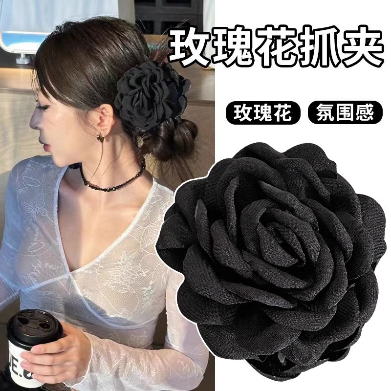 Nuevo Caro, el mismo clip de agarre de flores de rosas, nuevo clip de cabello de cabeza de alto nivel para mujeres, tocado de tiburón grande