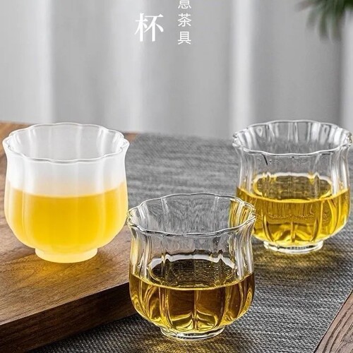 Lotus Glass Tea Cup, Small Tea Cup, Heat Resistant, Transparent Glass Tea Cup, Gongfu Tea Cup, Single Cup, Host Cup