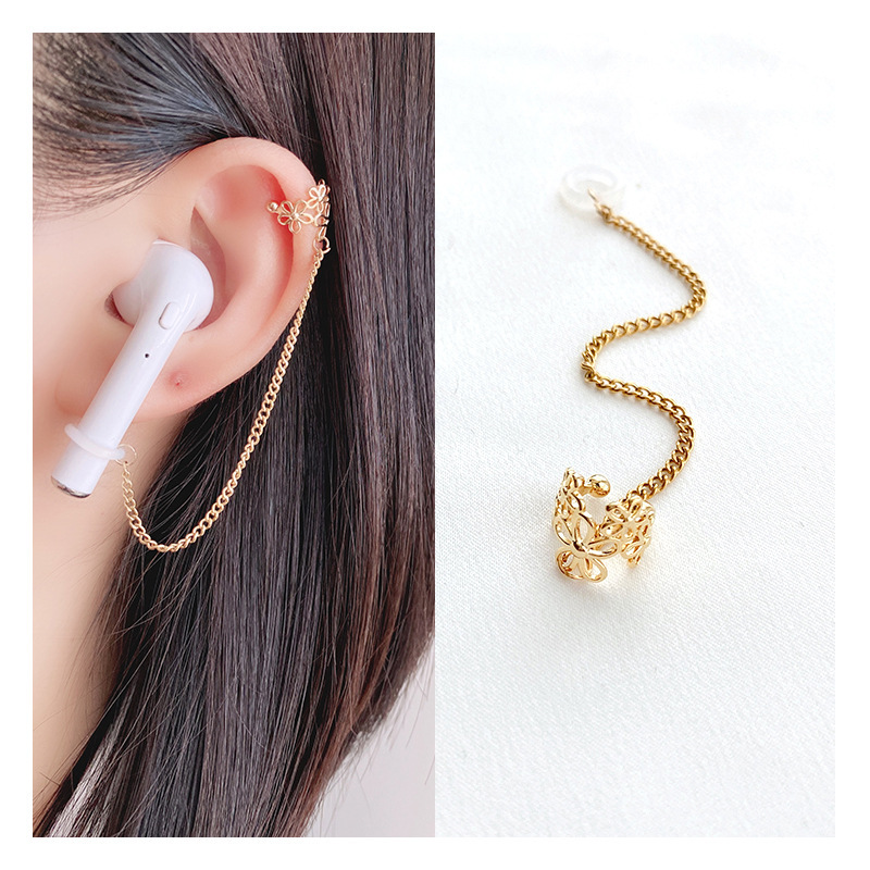 Bluetooth Headset Anti-drop Ear Clip airpods Apple Four-leaf Clover Ear Bone Clip No Ear Holes Female Anti-loss Artifact Ear Chain