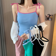 实拍泫雅风针织吊带背心女外穿夏季打底设计感小众抹胸无袖上衣