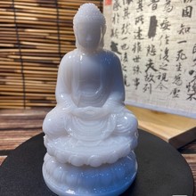 汉白玉莲花座释迦摩尼如来禅意摆件家居供奉保平安客厅玄关装饰品