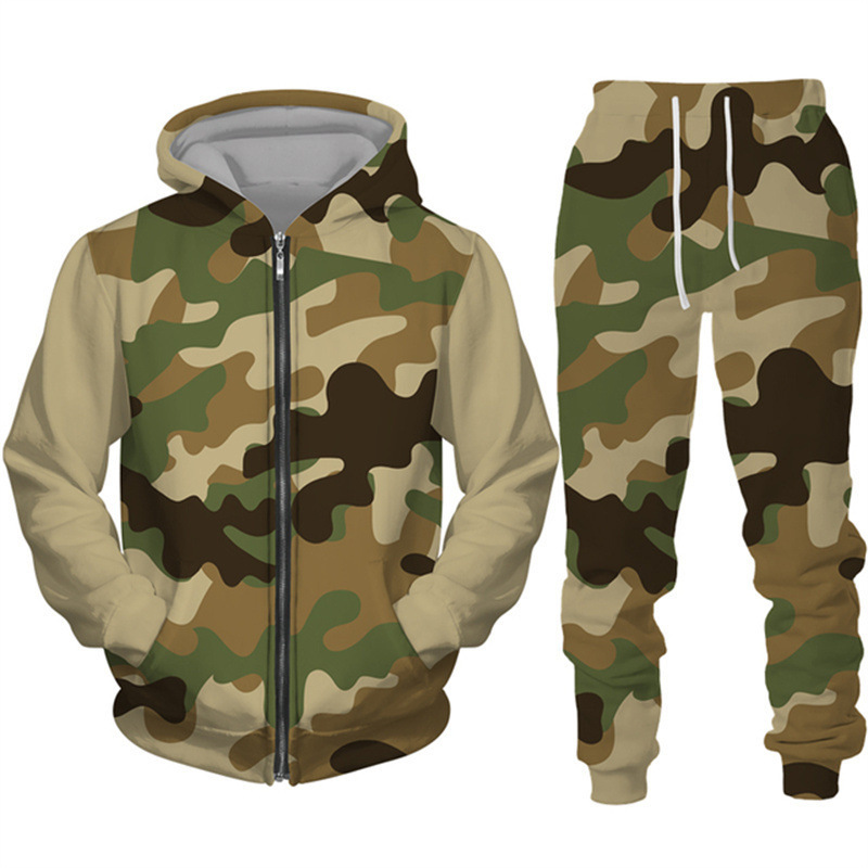 Venta directa de comercio exterior de estilo caliente transfronterizo Hombres y mujeres europeos y americanos Impresión digital 3D Camuflaje Chaqueta con capucha para hombres MF08-ML01