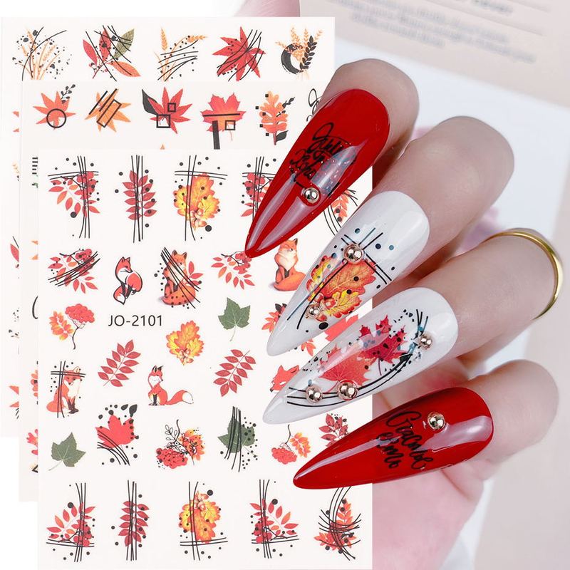 Cross-border new autumn nail art stickers wholesale ins Thanksgiving Maple Leaf 3D sticker nail patch nail