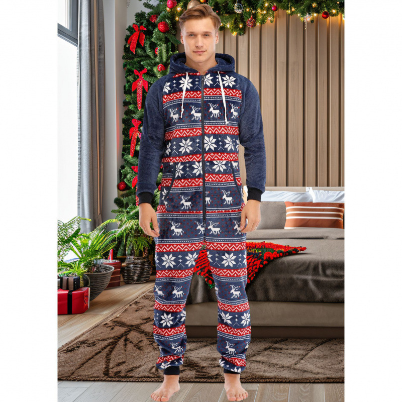 Dropshipping European and American Cross-Border Amazon Men's Flannel Christmas and Halloween Jumpsuits Pajamas Home Clothes