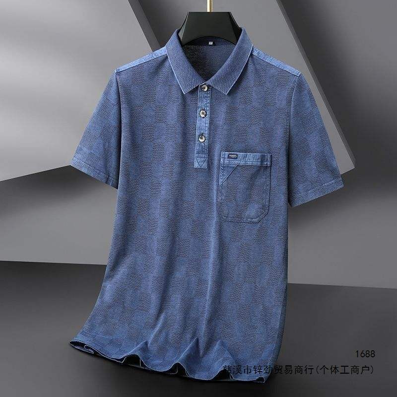 Middle-aged men's summer short-sleeve T-shirt, dad-style top with real pockets, washed and distressed vintage casual polo shirt Middle-aged men's summer short-sleeve T-shirt, dad-style top with real pockets, washed and distressed vintage casual polo shirt