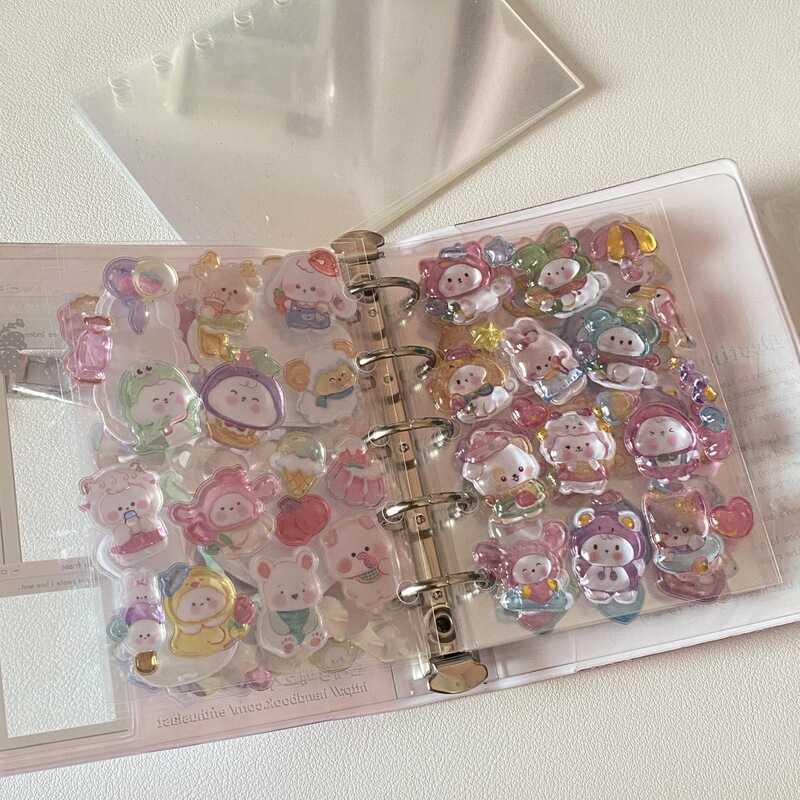 10 Sheets of M5 Inner Pages Pet Double-Sided Release Film Sticker Storage Refill and Washi Tape Collection Book