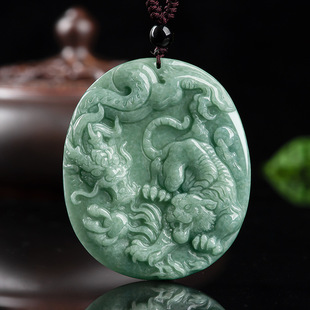 Natural a goods Jade Crouching Tiger Hidden Dragon pendant ice jade pendant zodiac Dragon Tiger men and women jade pendant wholesale