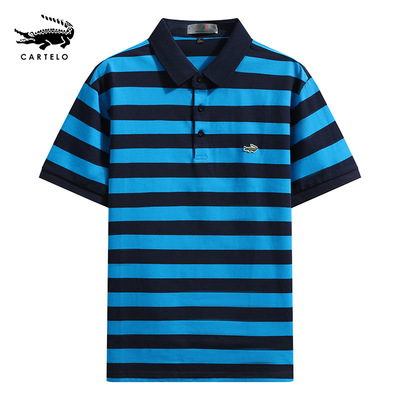 <2025> 夏季男士翻领短袖POLO衫条纹拼色|ms