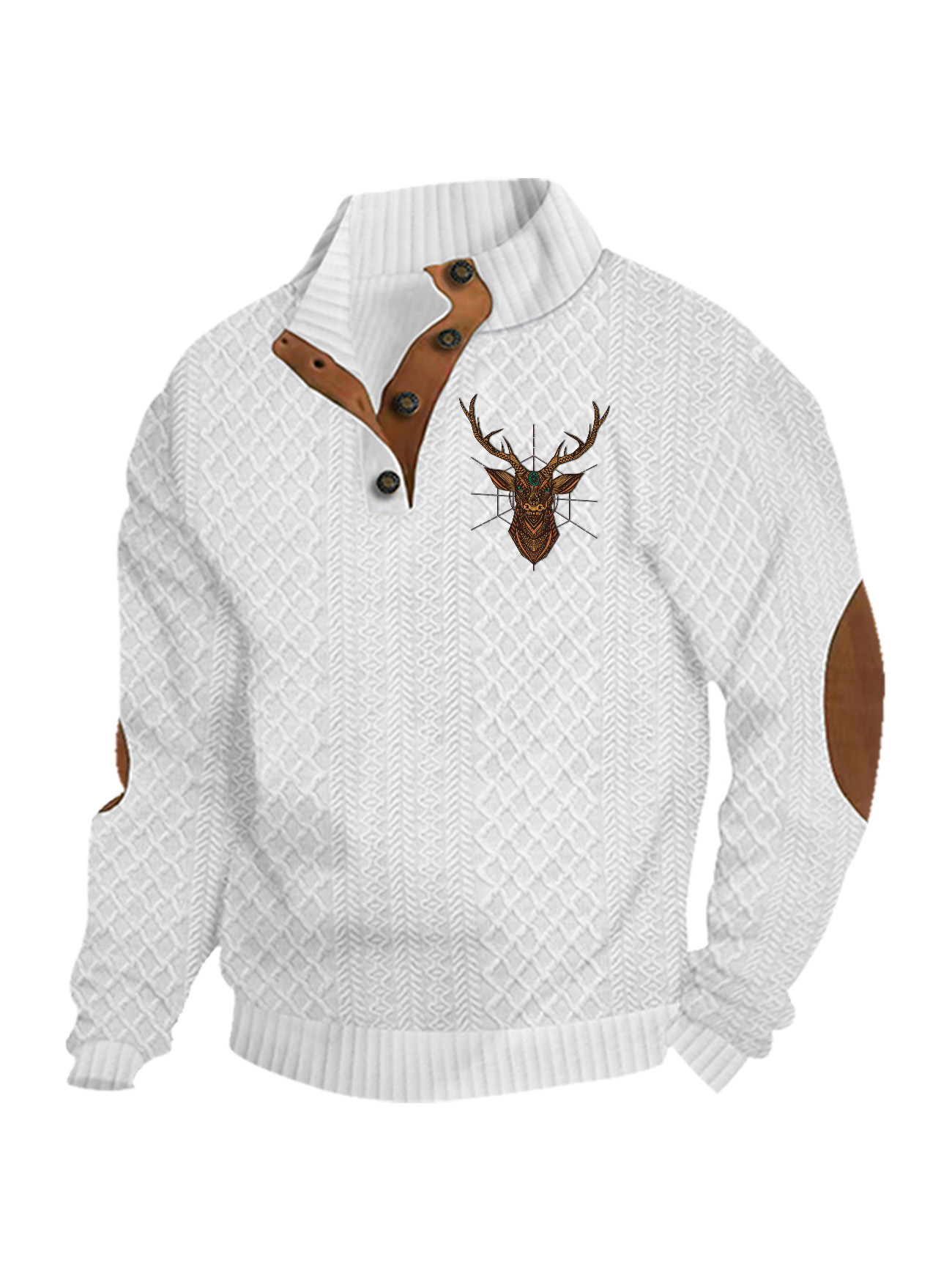 Transfronterizos Amazon otoño invierno caliente tamaño europeo para hombres al aire libre imitación de cuello de manga larga impresa hoodie de tres botones