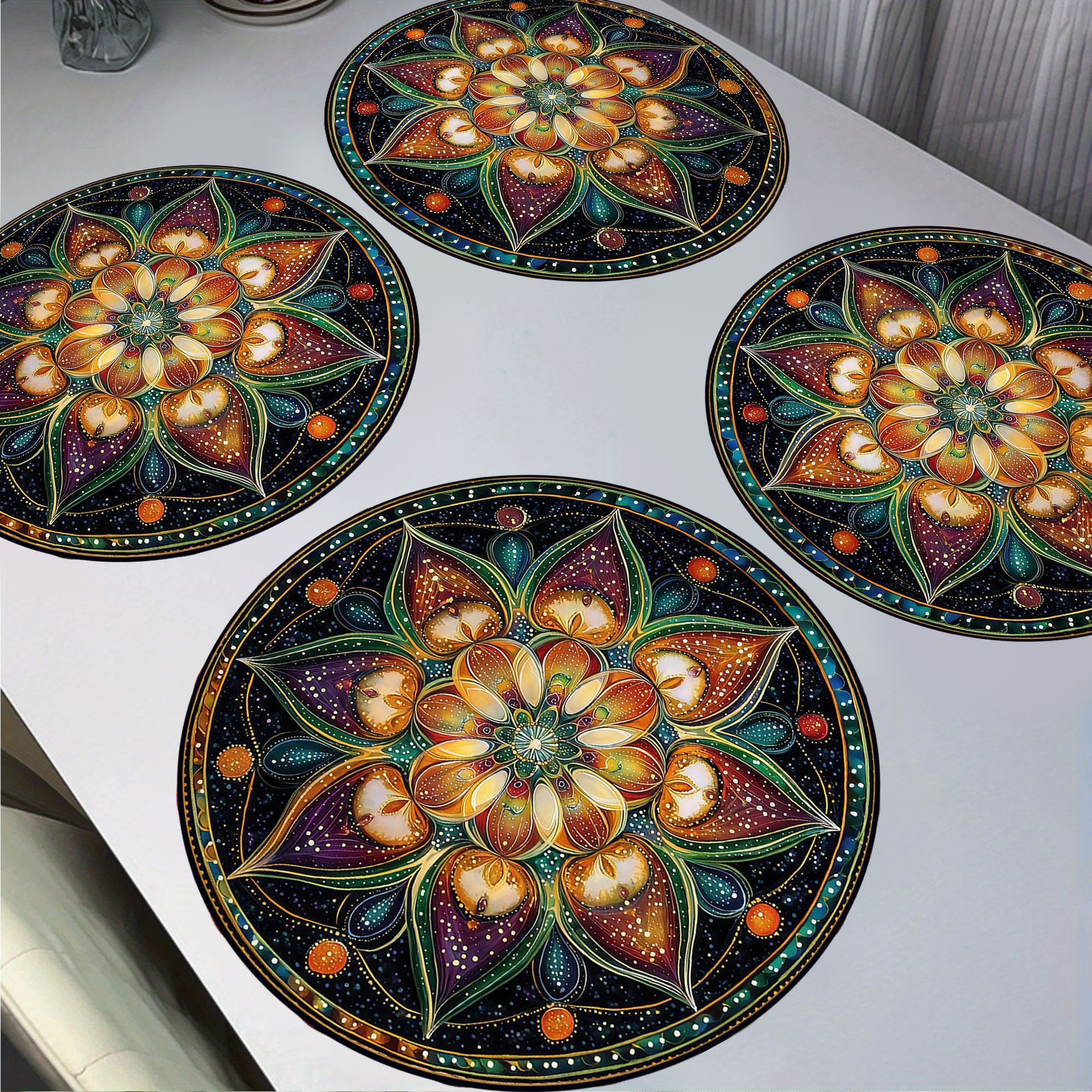 temu Hot Sale Diamante Impresión 2D Cojín de mesa redondo estilo bohemio cojín de lino para diseñar