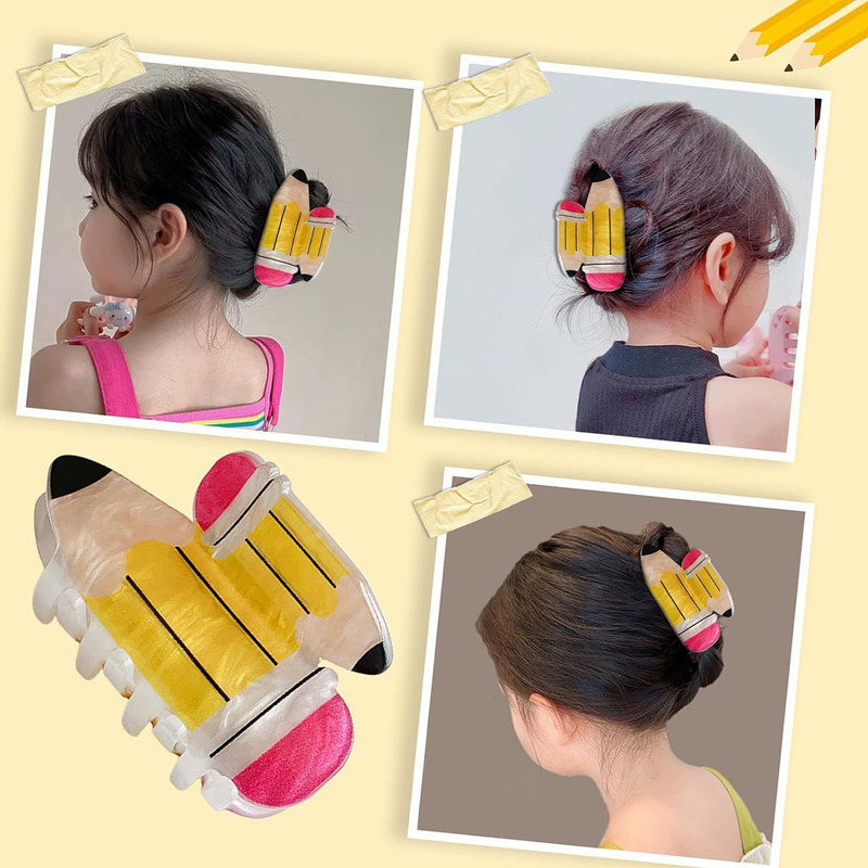 大人、子供、学生向けの国境を越えた人気のアクリルグリッパー、ハイポニーテール、崩れ防止、しっかりしたヘアスタイル、新学期のクリエイティブなヘアアクセサリー|undefined
