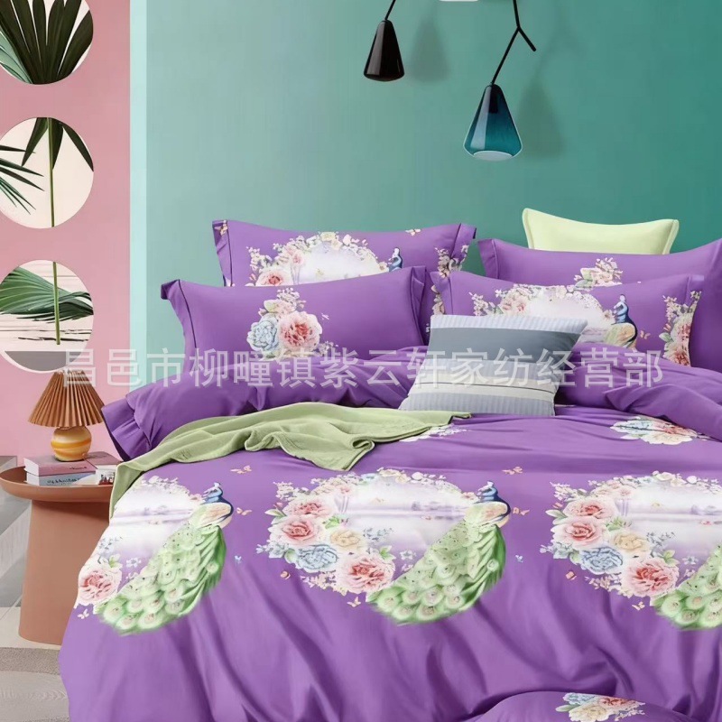 源头厂家生产纯棉床上用品四件套 纯棉斜纹印花大布头 卡通棉布料