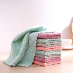 Wholesale strong absorbent rags, kitchen plain non-stick oil dish towels, home double-sided coral velvet cleaning dish towels