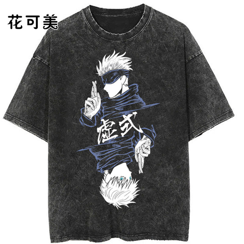ダメージウォッシュレトロトレンド半袖メンズヘビーウォッシュダメージTシャツオーバーサイズトップ|undefined