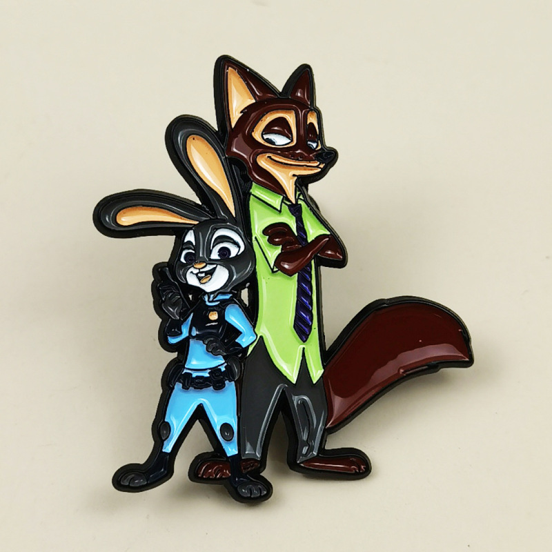 Cartoon Rabbit Police Officer and Fox Friend Shaped Brooch Cute Creative Film and Television Animation Peripheral Decorative Badge Cartoon Rabbit Police Officer and Fox Friend Shaped Brooch Cute Creative Film and Television Animation Peripheral Decorative Badge