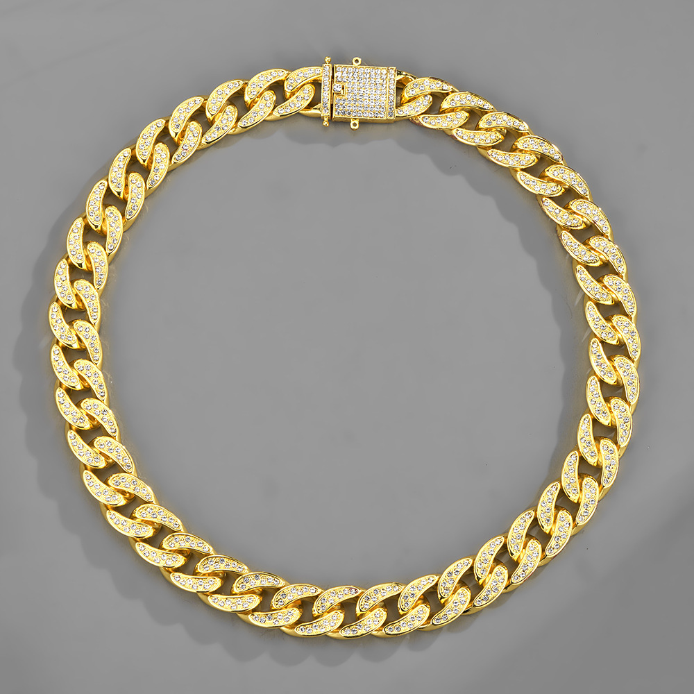 Collana hip hop con diamanti grandi e grandi in oro, prepotente ed esagerata, a catena cubana Miami da 18 mm_voghion.com