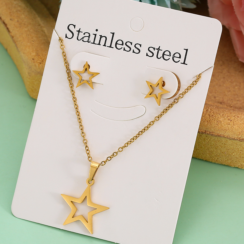 Großhandel Schmuck Einfacher Stil Pentagramm Auge Schmetterling Edelstahl 304 Überzug Schmuck-Set Kabelkette display picture 29
