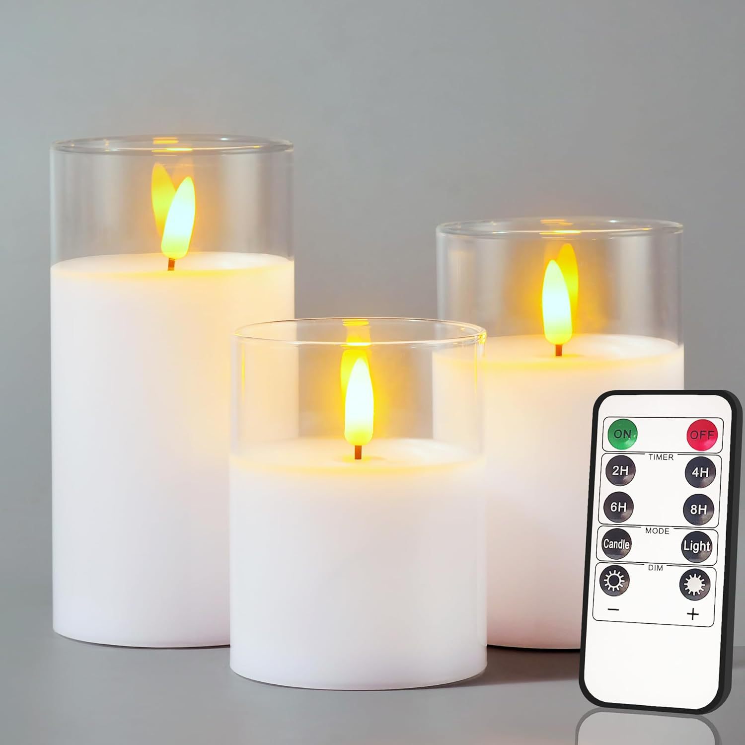 Cáscara de vidrio lámpara de vela electrónica con control remoto vela LED transfronteriza sin humo accesorios de ambiente de decoración navideña