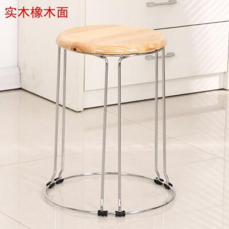 Taburetes redondos de madera sólida taburetes de acero inoxidable taburetes caseros apilables taburetes de hierro forjado dormitorio taburetes de comedor para adultos
