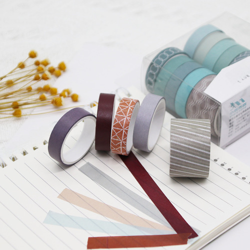 New Colorful Salt System and Paper Tape 10 Rolls Set Student Basic Diary Handwriting Material DIY Decorative Sticker