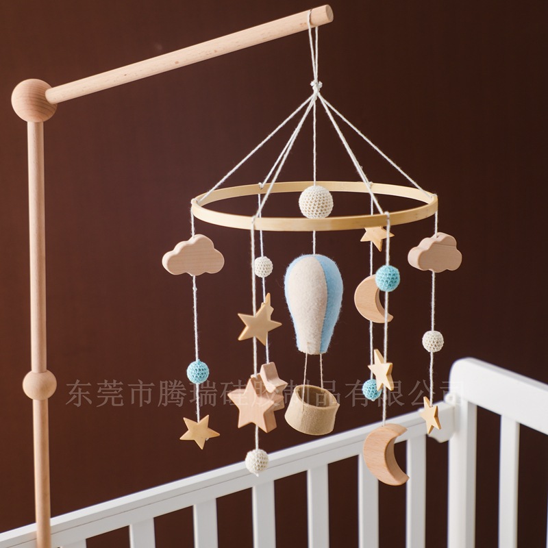 Estilo nórdico sentía globo de aire caliente cama de bebé campana decoración de la habitación de los niños estrella luna viento campana colgante edredón cama campana