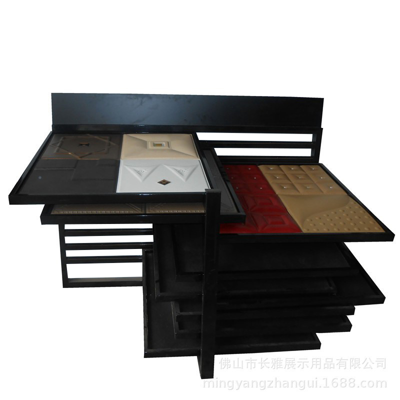 供应陶瓷实木木地板木纹砖样板推拉展示柜地砖展柜8层拼花趟架