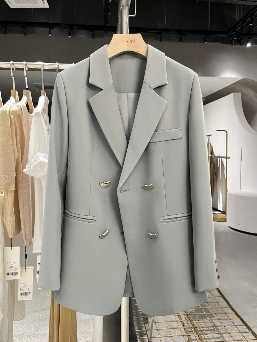 455g Weight Blazer Outerwear Type Long Sleeve Sleeve Length Single Breasted Placket Type Polyester Fabric Type Coat Tops Type 1 Piece Quantity Daily Occasion Turndown Neckline Loose Fit Type Solid Color Pattern Spring, Autumn Season Women's Gender Elegant Style Women's Coat Long Sleeve Blazers Elegant Solid Color 17