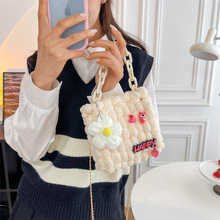 新款手提袋草莓熊包包自制礼物送女友手工编织云朵包材料包手工包