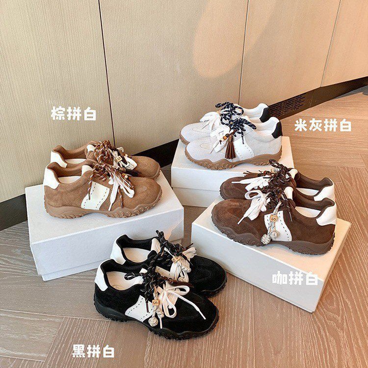 运动鞋女~8cm内增高月牙厚底鸳鸯鞋带运动休闲鞋女2025秋季德训鞋|undefined