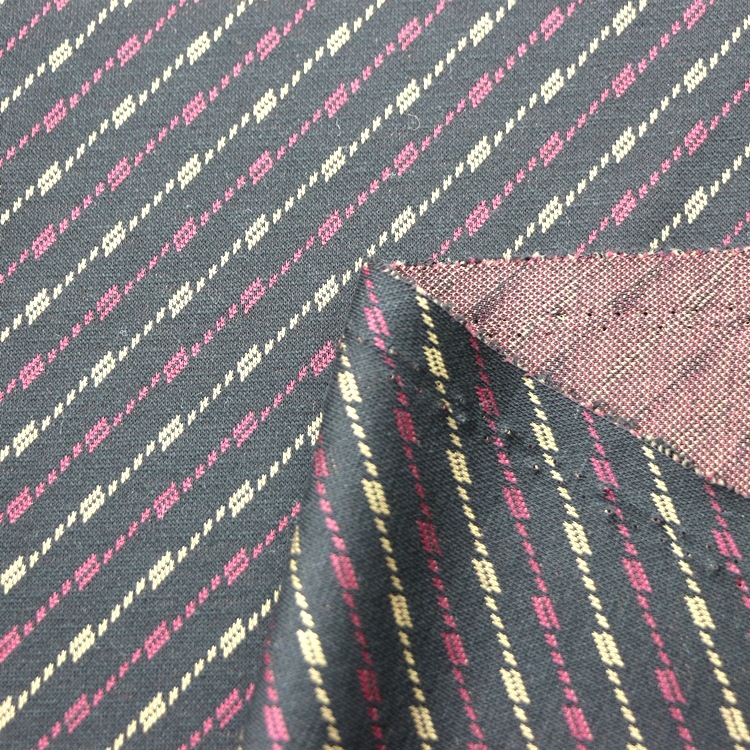 色织提花双面布INTERLOCK针织TC涤棉电脑提花色织双面布服装面料