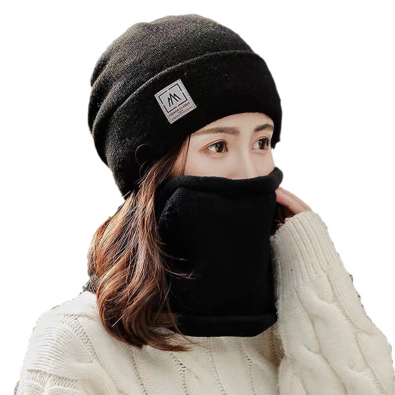 帽子女冬季韩版休闲骑车保暖加绒加厚防寒护耳女士围脖毛线帽秋冬|undefined