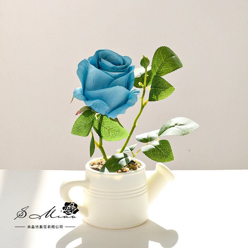 Flores falsas estilo pastoral rosa bonsai simulación flor de moda decoración creativa plantación verde artificial simulación maceta image 3