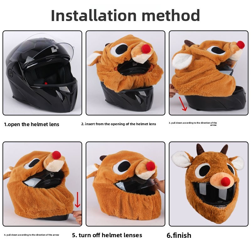 Cross-Border In-Stock Plush Personalized Animal Helmet Covers Motorcycle Headgear Accessories Demon Series Headgear Hot-Selling