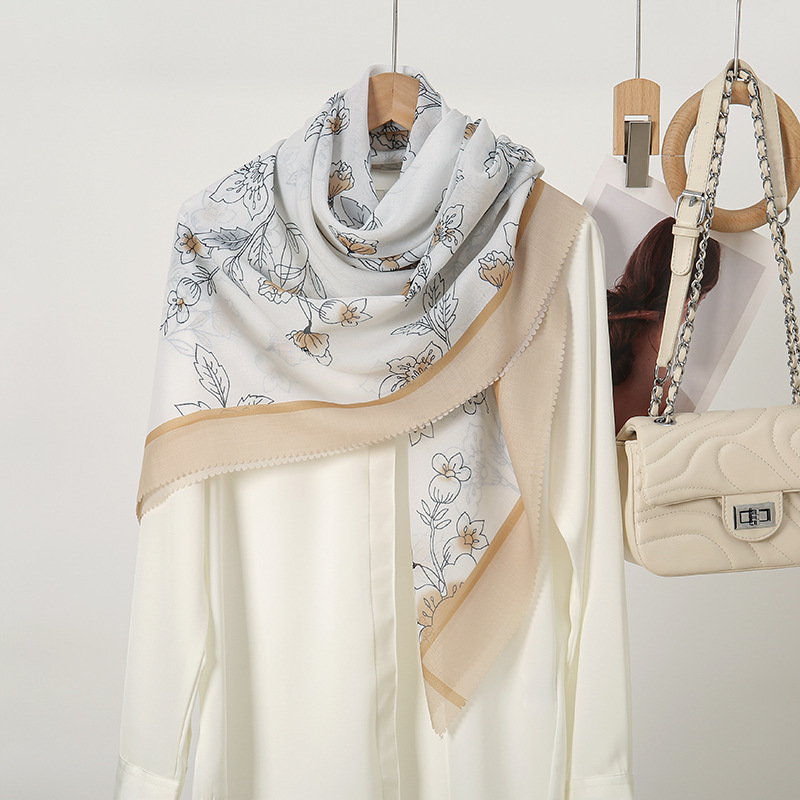 Muslimesche Kappduch malaysesche Blummendruck grouss Gréisst 110 Quadratschal populäre Lasergeschniddene Randschal fir Fraen_voghion.com