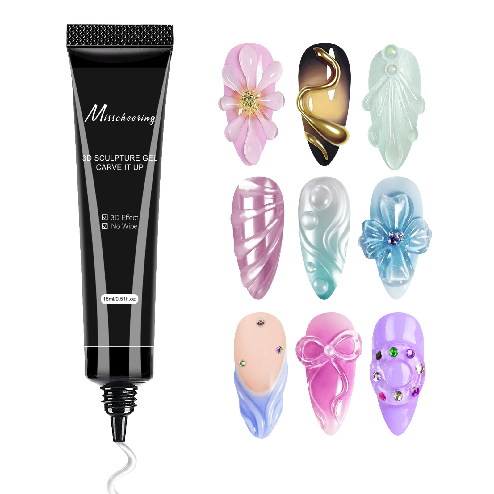 Маникюр, хит продаж, 3D стерео гель, ювелирные изделия, липкий алмазный клей, металлические ювелирные изделия, формирующий гель, УФ-без цветения, оптовая продажа