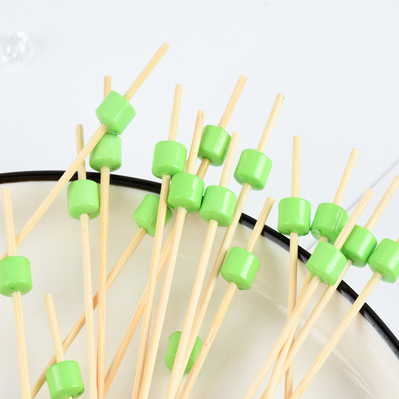 Fabricante de suministro desechable de perlas verdes de frutas insertadas de flores artísticas pinchazos de sushi pinchazos de frutas
