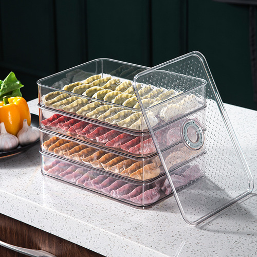Dumpling box freezer box PET multi-layer household dumpling wonton freshness box large kitchen food refrigerator storage box