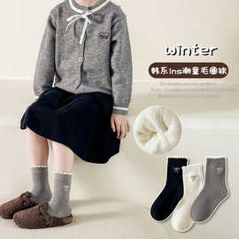 2025秋冬季韩版素色儿童中筒袜女童袜子无骨宝宝公主袜加绒加厚