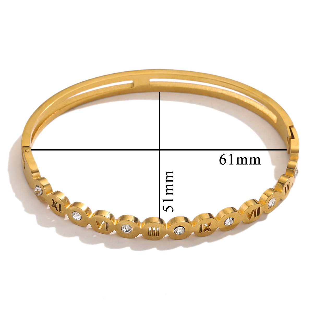 Diamante de acero inoxidable romano pulsera digital hueco diamante hebilla de las mujeres pulsera de acero inoxidable al por mayor