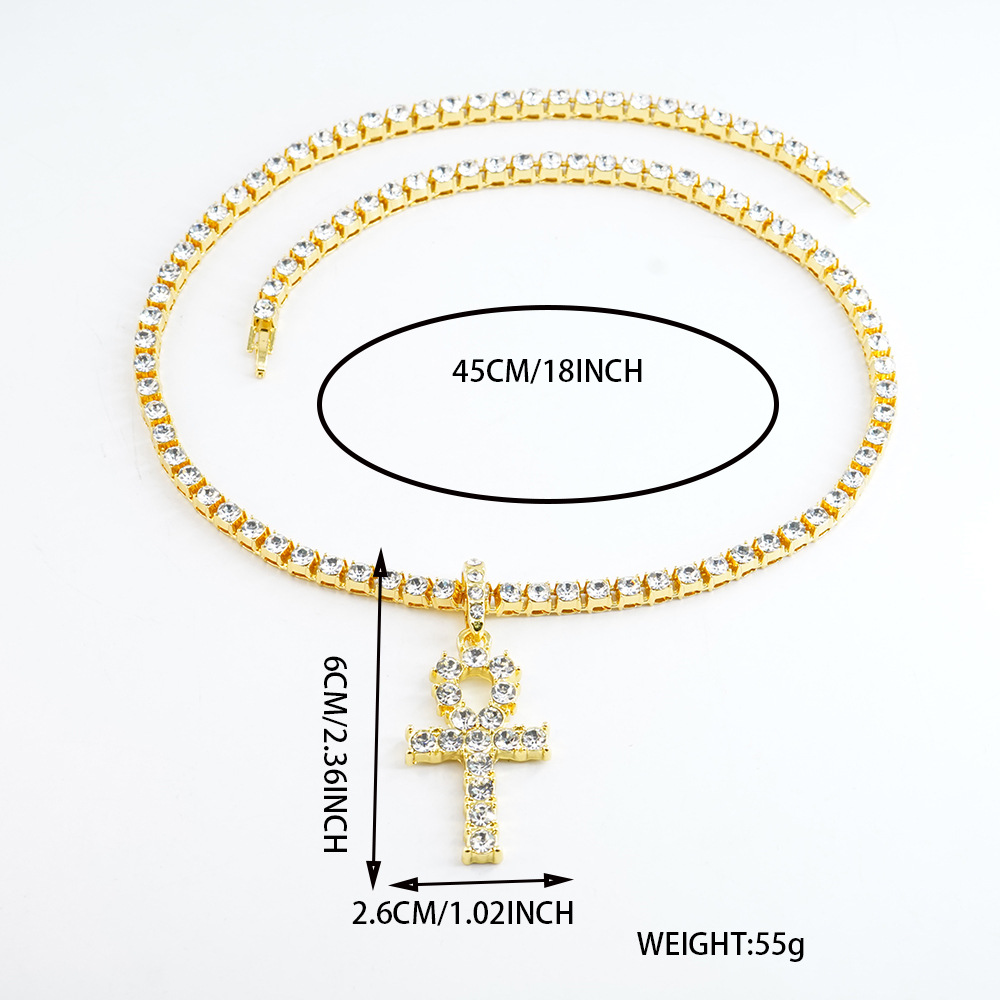 Collar de cruz con diamantes de moda para mujer, cadena para clavícula, nuevo modelo 2024, colgante de diseño exclusivo, simple y lujoso.