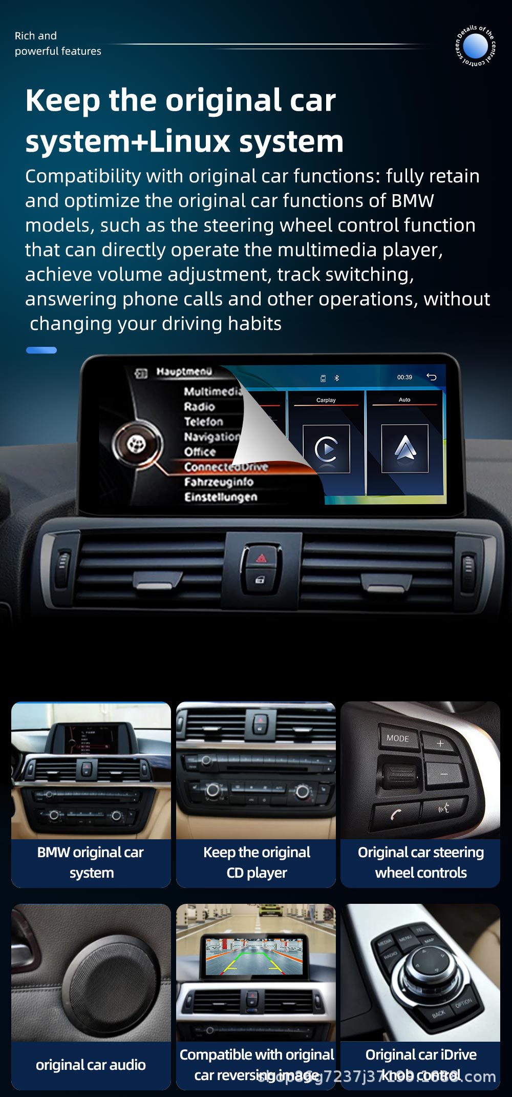 10.25inch Suitable for Bmw F20 F21 Android Carplay Car Central Control Screen Gps Navigator Player One
