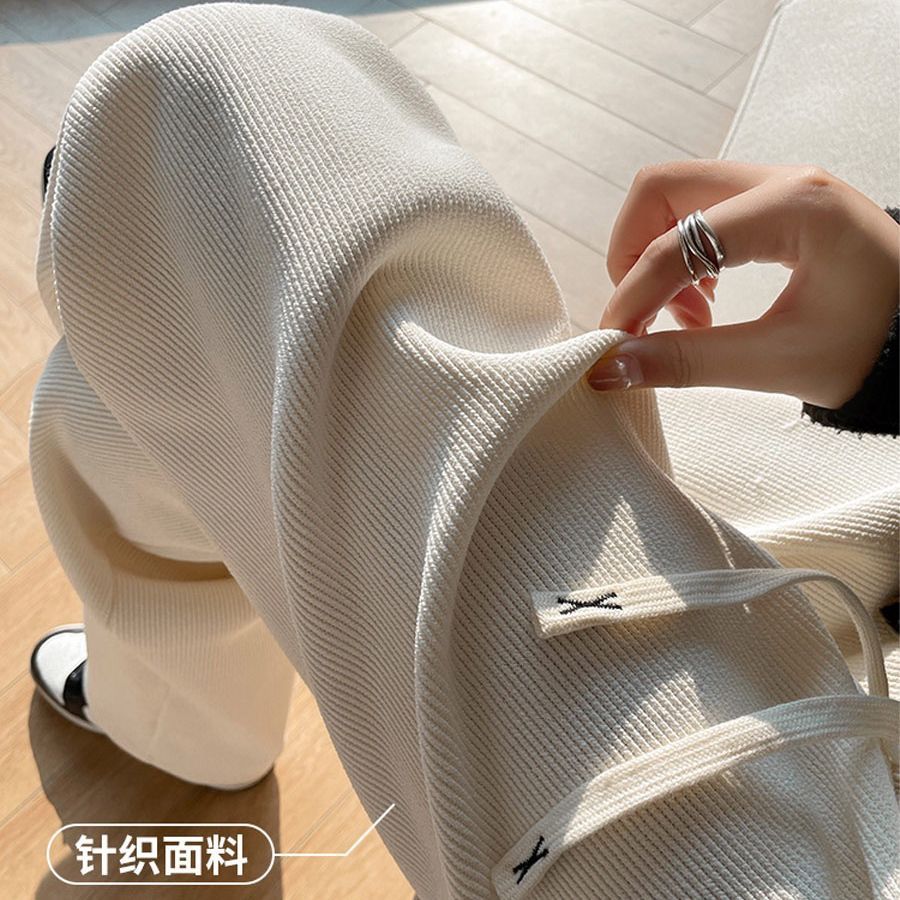 2025秋冬新款灯芯绒裤子欧棉绒阔腿裤休闲裤直筒裤女百搭时尚舒适