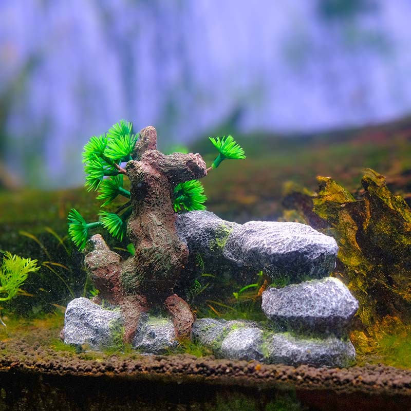 Peces decorativos y camarones para evitar agujeros, adornos de acuarios, venta al por mayor transfronteriza, celebridades de Internet, estilos explosivos, peceras, piedras apiladas y arcos de árboles