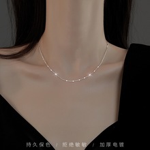 艾瑞雅东大门闪片裸链项链女素链纯银锁骨链轻奢小众2024新款爆款