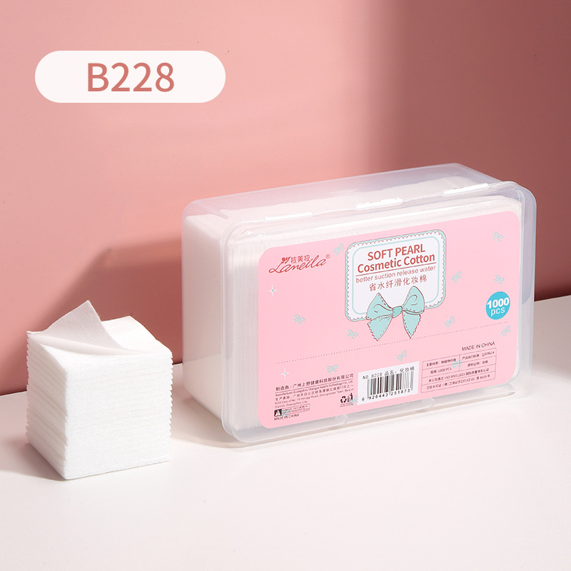 Ramila tela no tejida 1000 piezas removedor de maquillaje en caja de algodón removedor de maquillaje ligero hoja de algodón compresa húmeda maquillaje algodón B228