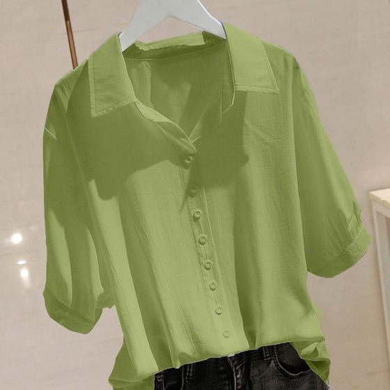 Summer Xiangyun Yarn Women's Shirt Top Silk Mulberry Silk High-end Summer Mother's Autumn Autumn Short-sleeved Shirt