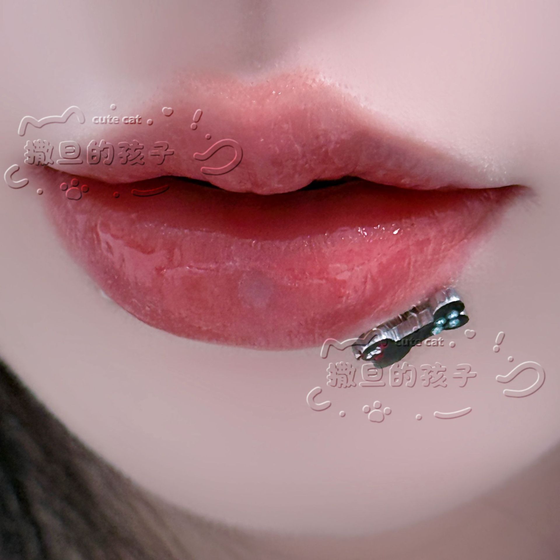 Labret stud lip piercing jewelry styling detail