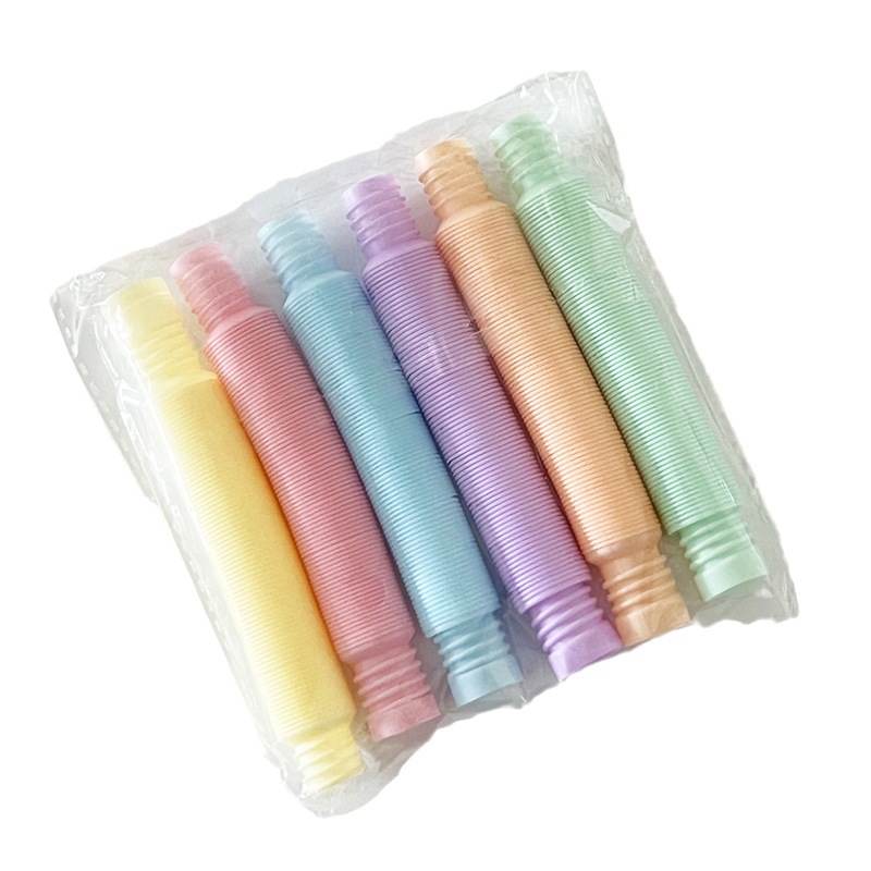 Transfronteriza descompresión juguete pop tubo niños adultos corrugado DIY estiramiento tubo macaron color estiramiento tubo de plástico