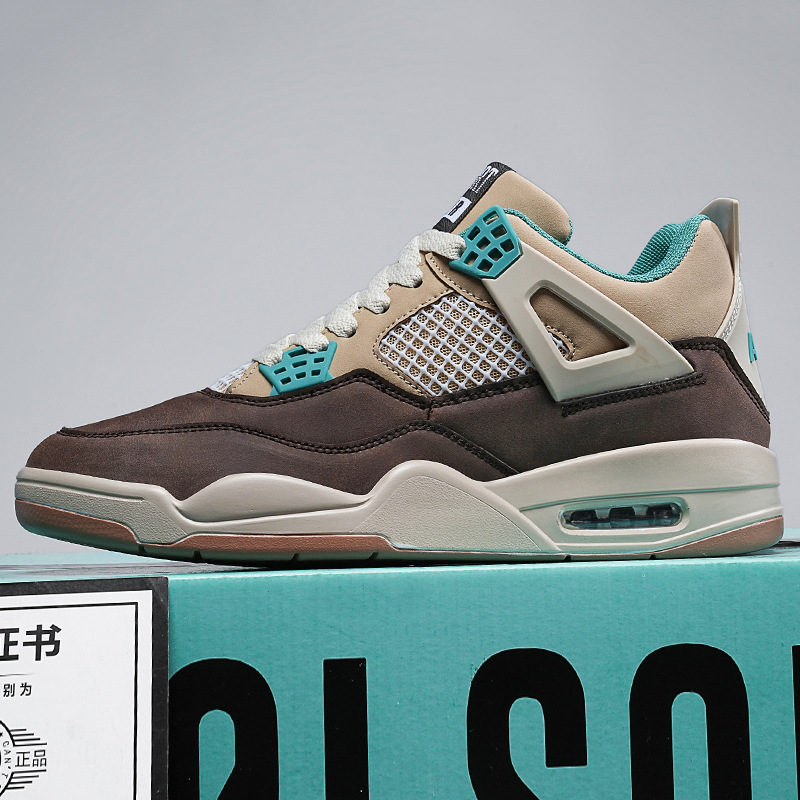 Puyang AJ4 Sports Basketball Shoes Red Cement Thunderstorm Men and Women Slip-Resistant Durable Versatile Student Casual Low-Top Platform Shoes