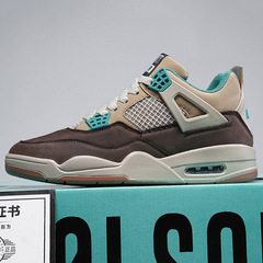 Puyang AJ4 Sports Basketball Shoes Red Cement Thunderstorm Men and Women Slip-Resistant Durable Versatile Student Casual Low-Top Platform Shoes